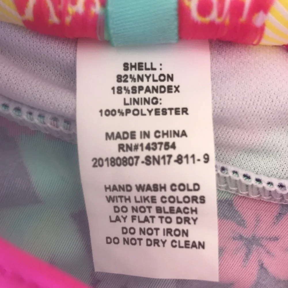 Viv & Lou Floral Ruffle Bikini Swimsuit Pom Pom Trim Small